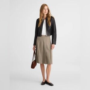 Madewell Taupe and Black Pleated A-Line Skirt
